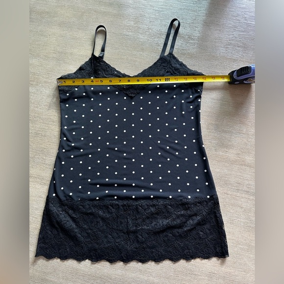 White House black market Black Polka Dot Lace Trim Chemise small - Picture 6 of 7